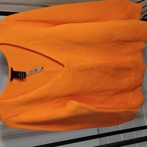 100 percent cotton deep V neck pullover long sleeve aweater